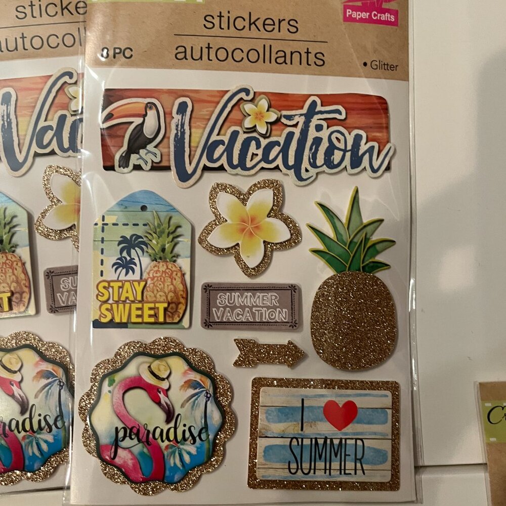 Stickers!!! 10 Packs (Family‎ Home Vacation Summer Themed) Glittery! (NEW)